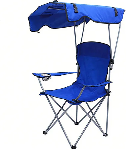 Miniatura 10 de Park Picnic Chair Portable with Canopy Oxford Fabric Folding Beach Lounge Seat Black 50 * 50 * 90/120CM
