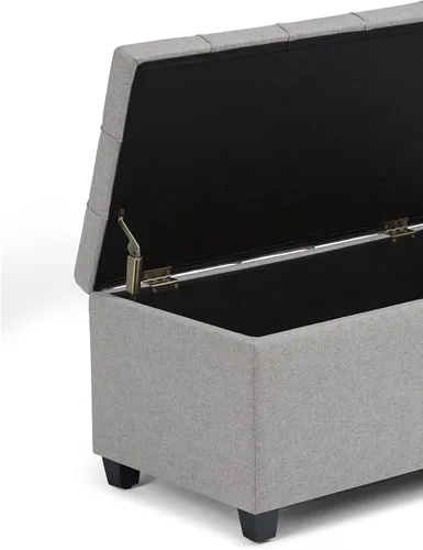 Miniatura 7 de SIMPLIHOME Sienna - Banco otomano de almacenamiento, 33 pulgadas de ancho, tapizado de tela con aspecto de lino, banco otomano rectangular