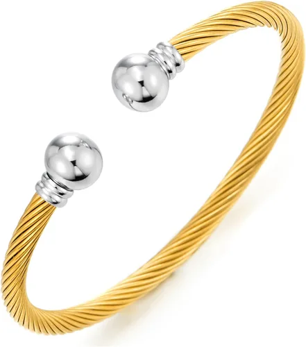 Miniatura 10 de Pulsera de acero inoxidable trenzada COOLSTEELANDBEYOND elástica ajustable para hombre y mujer
