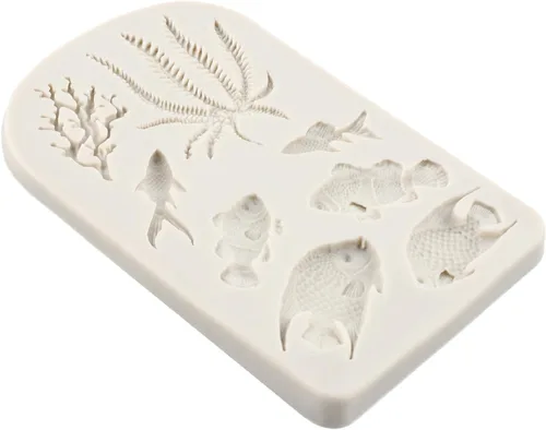 Miniatura 4 de Molde de silicona para fondant, diseño de algas marinas, pescado de mar, coral, para decoración de tartas, decoración de cupcakes, caramelo y goma