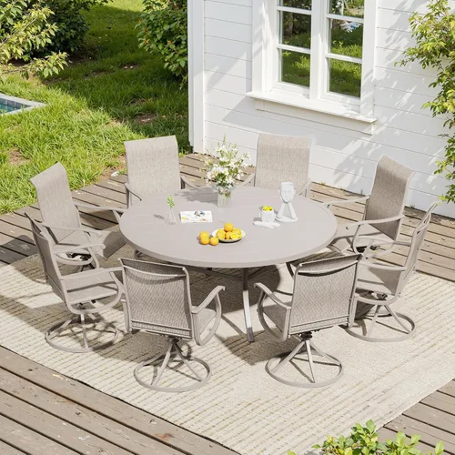Miniatura 13 de VICLLAX Muebles pequeños de exterior de 3 piezas, 2 sillas giratorias de patio y mesa redonda pequeña para 2, sillas de carbón oscuro y negro