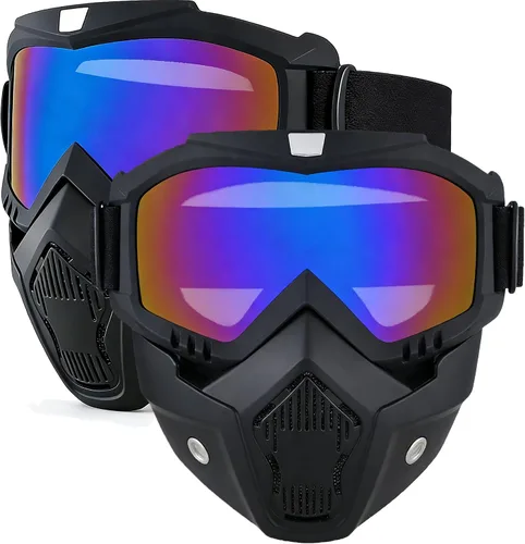 Miniatura 18 de Máscara facial de motocicleta de cara completa, gafas de bicicleta de tierra motocross, ATV, todoterreno, gafas de conducción y carreras