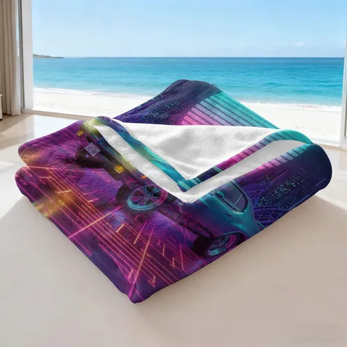 Miniatura 8 de Cyber Synthwave GTO Neon Retro Flannel Blanket, Super Soft Cozy Bed Throw, Versatile Throw Blanket for Bedroom & Sofa Decor (04,30 x 40in)