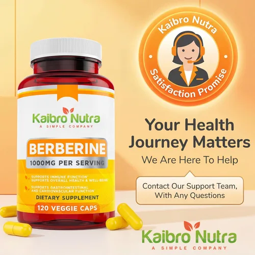 Miniatura 7 de Kaibro Nutra Suplemento de berberina de 1000 mg, berberina HCL para el sistema inmunológico, apoyo a la glucosa, salud circulatoria