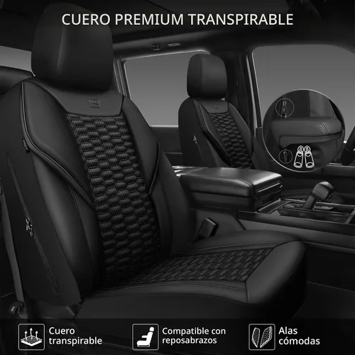Miniatura 2 de CAR PASS Juego completo de fundas para asientos de automóvil de espuma 3D y cuero PU, lujosas fundas para asientos de cuero sintético transpirables