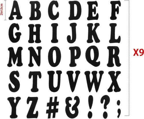 Miniatura 3 de Outus Juego de 279 piezas de letras de terciopelo para planchar de 5 cm en alfabeto A-Z para calcetines de Navidad, adornos para gorras de graduación