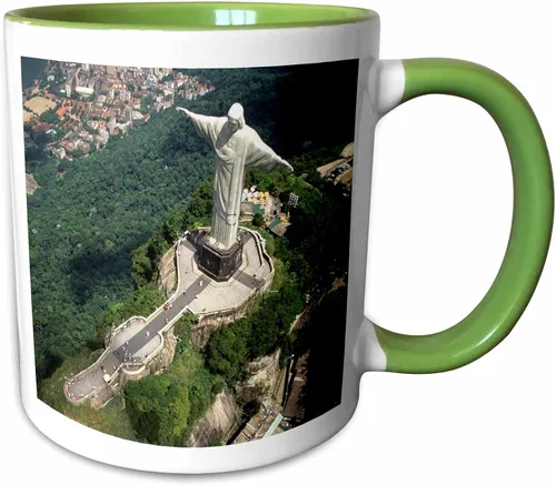 Miniatura 11 de 3dRose Corcovado Christ Statue, Río de Janeiro, Brasil-SA04 BBA0018-Bill Bachmann - Taza de dos tonos, 11 onzas, rojo/blanco