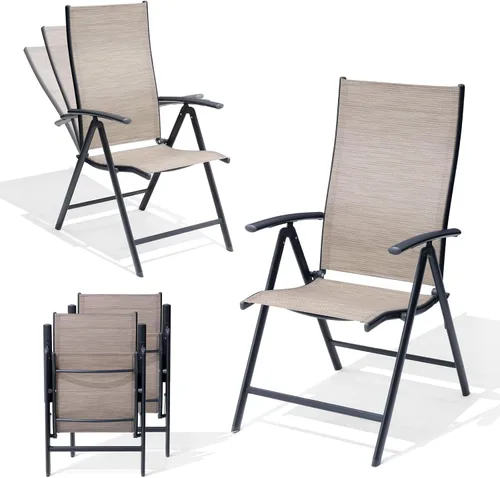 Miniatura 19 de Crestlive Products. Conjunto de 2 sillas plegables de patio, 7 niveles ajustables, reclinables, con respaldo alto, para exterior, sillas de césped