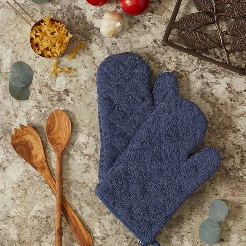 Miniatura 3 de DII Basic Terry Collection - Guante de horno acolchado 100% algodón, color azul francés, 2