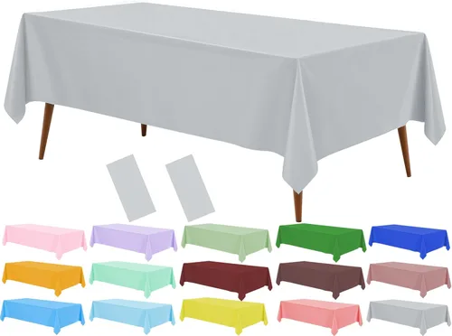 Miniatura 24 de Mantel de plástico verde frutal (paquete de 2), 54 x 108 pulgadas, cubierta de mesa para mesa rectangular, manteles desechables verde manzana