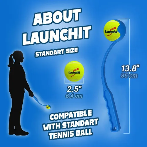 Miniatura 6 de Lanzador de pelotas para perros, lanzador de pelotas de tenis, diseño compacto de 13.8 pulgadas con pelota mediana de 2.5 pulgadas (azul)