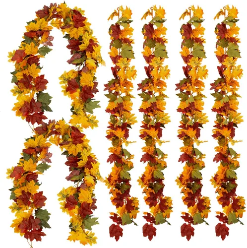 Miniatura 10 de PARTY JOY Guirnalda de Hojas de 6 Piezas, 5.6 Pies Guirnalda de Halloween Hoja de Arce Artificial Otoño Colgante Enredaderas de Otoño Decoraciones