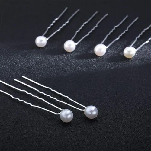 Miniatura 6 de WILLBOND Paquete de 40 horquillas de perlas blancas, en forma de U, para peinados de novia, boda, elegantes accesorios para el cabello para novias