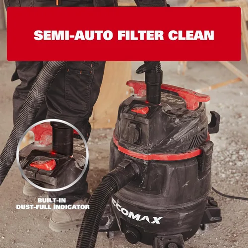 Miniatura 4 de ECOMAX - Extractor de polvo, aspiradora de 8 galones y 6.5 HP HEPA para herramienta eléctrica Semi-Auto Filter Clean, Dust-Full Indicator