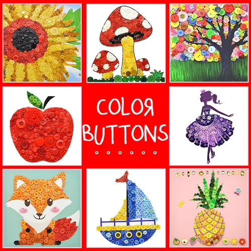 Miniatura 4 de 500-700 PZA Botones de Resina Marrón Claro, Varios Tamaños y Formas para Costura Infantil, Manualidades DIY, Botones Pintados a Mano para Arte