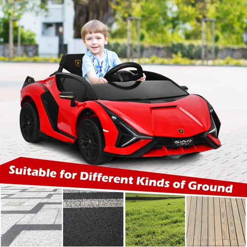 Miniatura 5 de INFANS Lamborghini Sian - Automóvil de 12 V para niños, control remoto para padres, suspensión de resorte, reproductor MP3, automóvil eléctrico