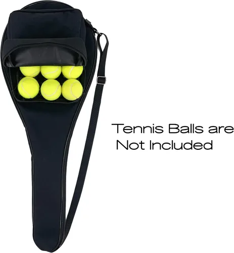 Miniatura 3 de Bolsa de tenis TaktZeit ligera y acolchada con funda para raquetas de tenis y correa de hombro ajustable Bolsillo negro.