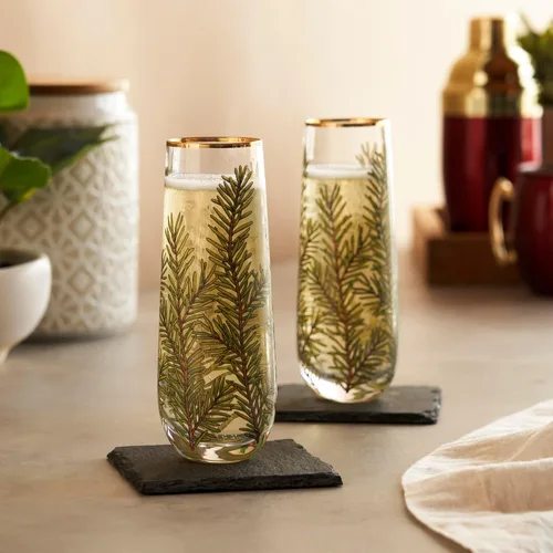 Miniatura 4 de Twine Copas de champán sin tallo con borde dorado, copas de vino espumoso para Prosecco, cócteles espumosos, cócteles sin alcohol, mimosas