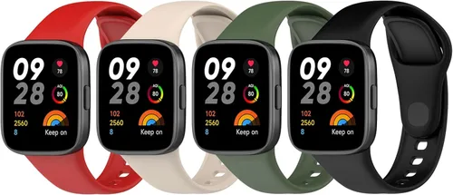 Paquete de 4 correas de reloj compatibles con Xiaomi Redmi Watch 3/Mi Watch Lite 3, correa deportiva ajustable de silicona de repuesto para Xiaomi