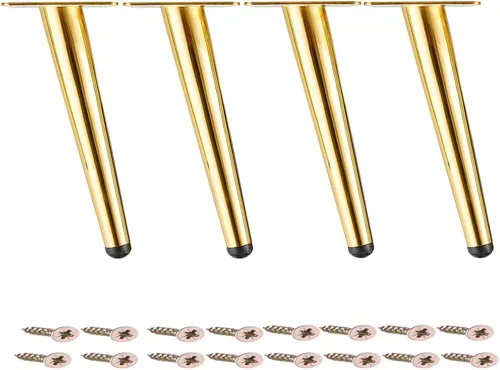 Miniatura 9 de Osring Patas de muebles de 16 pulgadas, patas redondas de metal cónico dorado para mesa, muebles inclinados para gabinete, accesorios para mesa
