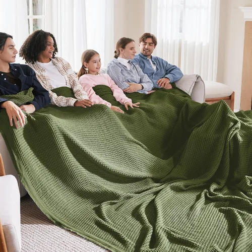 Miniatura 28 de Bedsure Gentlesoft - Manta de 100 % algodón, tamaño Twin XL, para dormitorio universitario, transpirable y suave, manta Twin de tejido waffle