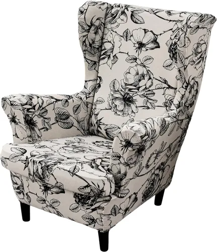 Miniatura 33 de Eco-Ancheng Funda para silla Wingback, 2 piezas, respaldo de ala, fundas de elastano para sillón con respaldo de ala, fundas para sillón con parte