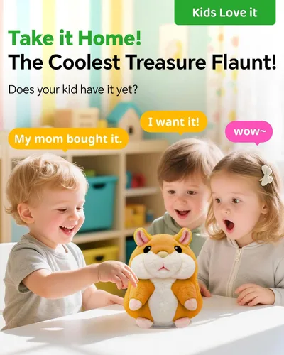 Miniatura 4 de TWORIVER Juguete de hámster parlante para niños de 2 a 4 años, repite lo que dices, juguete interactivo de peluche, juguete de aprendizaje de habla