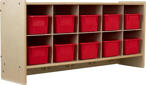 Miniatura 11 de Cubos organizadores de almacenamiento, 10 cubos con ganchos para abrigos, estante colgante de pared para juguetes de niños, guardería, aula, 47 Sin