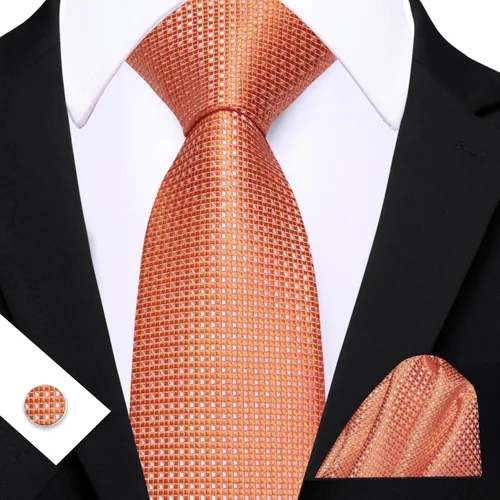 Miniatura 17 de Barry.Wang Corbatas de seda para hombre, diseño de lunares, gemelos cuadrados de bolsillo, gemelos para negocios, boda
