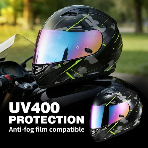Miniatura 3 de VCOROS Casco de motocicleta, visera de repuesto para casco HJC HJ-09 CL-15 CL-17 CL-16 CL-SP AC-12 FS-10 CS-R1 IS-16 CS-R2 Shield Arcoíris
