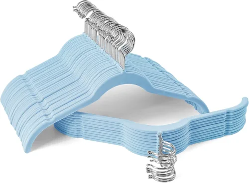 Miniatura 11 de Sishynio Perchas de terciopelo prémium para camisas, paquete de 30 unidades, antideslizante con gancho giratorio de 360°, colgador delgado flocado