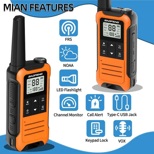 Miniatura 4 de Walkie Talkies de largo alcance para adultos, paquete de 4 unidades recargables Baofeng Walkie Talkie F22 FRS Radio bidireccional 1400mAh batería