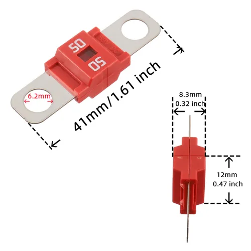 Miniatura 3 de BOJACK AMI/Midi 50A Fusible de alta corriente - Fusible atornillado de 50 amperios para automóviles, camiones, vehículos de construcción, autobuses