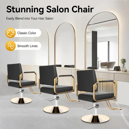 Miniatura 3 de Silla de salón para estilista, silla de peluquería hidráulica con giro de 360°, silla de estilo ajustable en altura para peluquería, salón de Negro