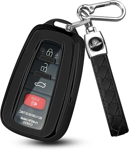 MILD EAST - Funda para llavero de Toyota con llavero de cuero, estuche remoto envolvente de TPU premium compatible con Toyota Avalon Highlander