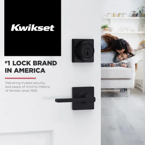 Miniatura 9 de Kwikset - Manija de puerta falsa Casey, palanca de un lado para armarios, puertas dobles francesas y despensa, palanca interior reversible de Negro