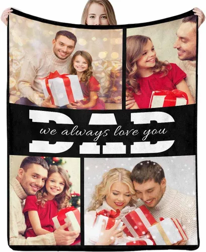 Miniatura 25 de Regalo para papá de hija manta personalizada con fotos, manta suave personalizada, regalo de cumpleaños para papá, manta del mejor papá del mundo