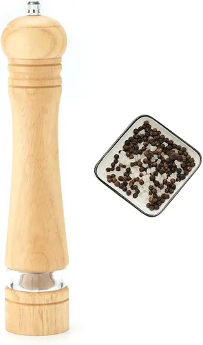 Miniatura 11 de Molinillo de pimienta, molinillo de sal, molinillo de sal y pimienta de madera, molinillos manuales de sal y pimienta con ventana acrílica, 2-Roble