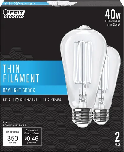 Miniatura 11 de Feit Electric ST19 Bombilla LED Edison vintage, equivalente a 40 W, regulable, luz cálida 2100, base E26, bombillas de iluminación de filamento fino