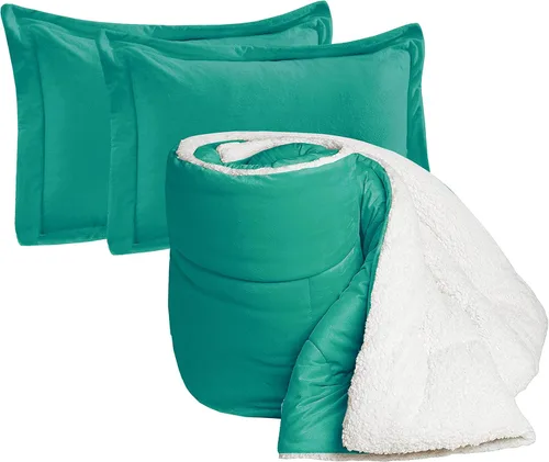 Miniatura 19 de Elegant Comfort Juego de edredón sherpa ultra afelpado de 3 piezas, color sólido y esponjoso, reverso sherpa, apto para todas las estaciones