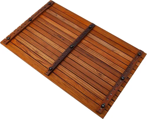 Miniatura 4 de Alfombra de ducha y baño de teca aceitada oscura de estilo nórdico con listón de extremo ancho - Para uso en interiores y exteriores - Plataforma