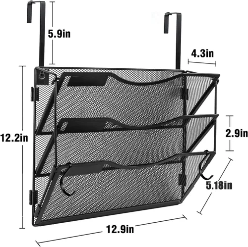 Miniatura 3 de BOHDK Organizador de archivos de pared, 3 bolsillos, organizador de correo, soporte para carpetas colgantes, plegable, para colgar o montar