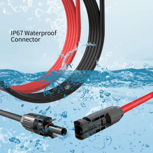 Miniatura 2 de Cable de extensión de panel solar ELFCULB - 1 par de 10AWG 3 pies, cable de extensión solar negro y rojo, cable de panel solar PV con conectores