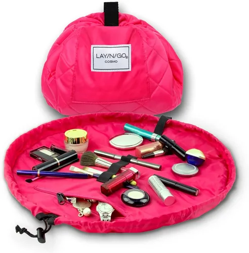 Miniatura 11 de Lay-n-Go Cosmo Layflat - Organizador de cosméticos y maquillaje con cordón y bolsillo con cremallera, bucles para cepillos y más, se ajusta