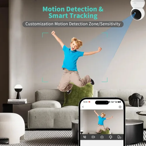 Miniatura 7 de Alaga Cámara de seguridad para interiores, WiFi 3K 5G y 2.4G, panorámica/inclinación de 360°, IA humana/mascota/movimiento