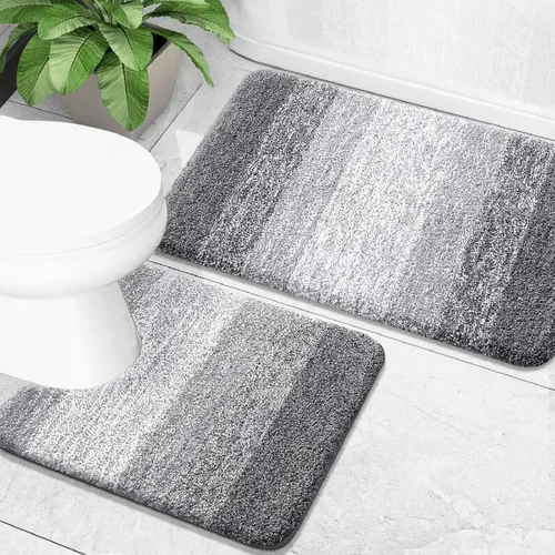 Miniatura 91 de OLANLY Juego de 2 alfombras de baño de microfibra suave y absorbente, antideslizantes, se pueden lavar y secar a máquina, alfombras de baño peludas