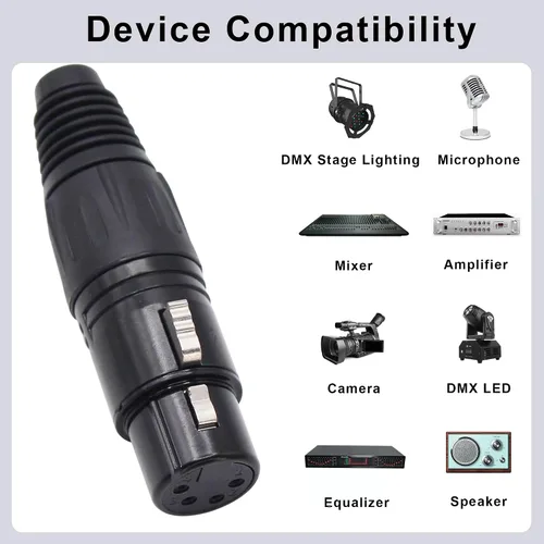 Miniatura 4 de Conector de cable XLR de 4 pines XLR Conector de enchufe hembra de 4 pines Adaptador de audio para micrófono, negro, 5 PCS