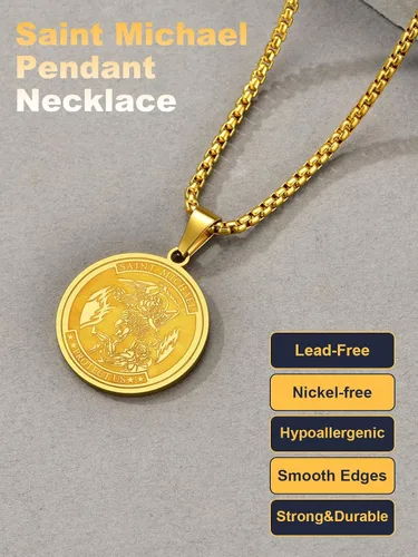 Miniatura 234 de U7 Saint Benedict/Michael Medal Necklace, 316L Stainless Steel Virgin Mary Necklace for Men Women, Bible Verse Protection Necklace Catholic