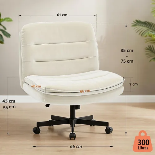 Miniatura 2 de GTPLAYER Silla de oficina con patas cruzadas, silla de escritorio sin brazos, bonita silla de tocador con ruedas, silla de computadora, cómoda silla