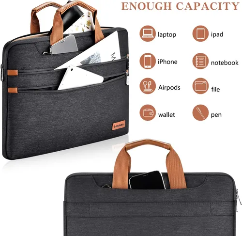 Miniatura 2 de LONMEN Bolsa de hombro para laptop de 14 pulgadas, funda de transporte para MacBook Pro/Microsoft Surface/Dell XPS/Lenovo/Asus/HP, azul